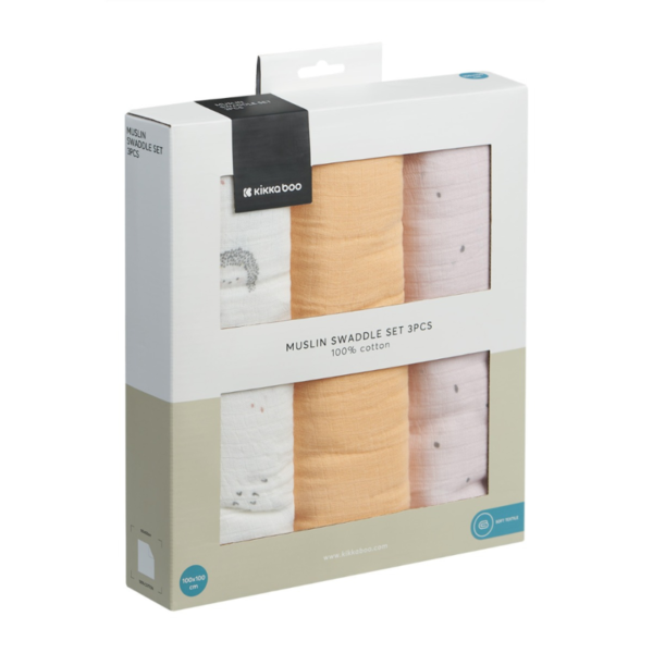 Lot de 3 langes en mousseline 75x75 cm - Kikkaboo