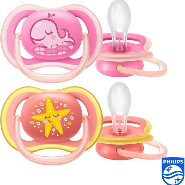 Lot 2 Sucettes ultra air Dauphin Rose 6-18 Mois