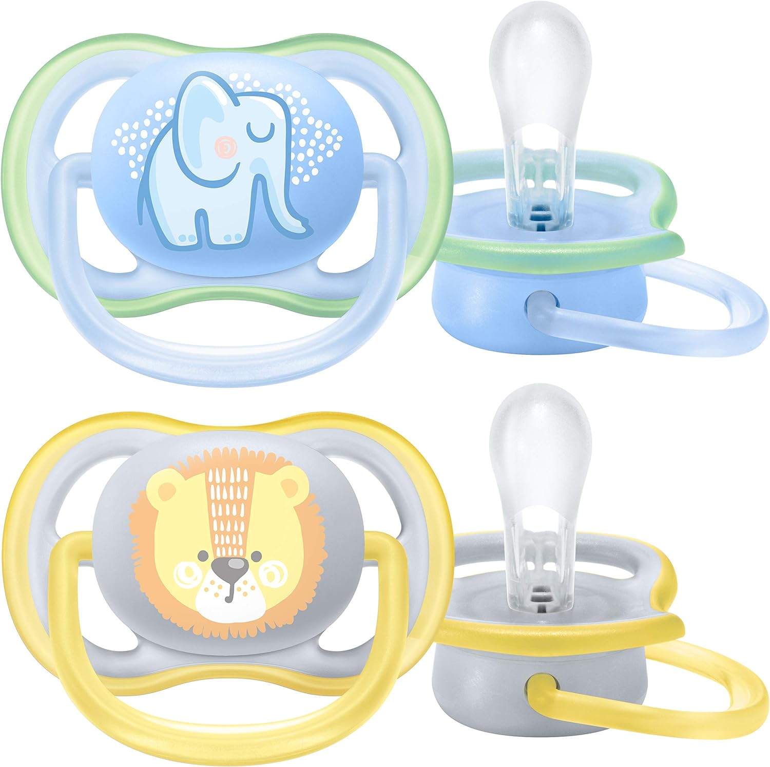 Lot 2 Sucettes Avent philips ultra air Éléphant Bleu 0-6 Mois