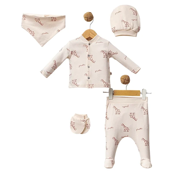 Pack naissance  Girafe 5 pcs  unisexe coton bio - Bybubbles