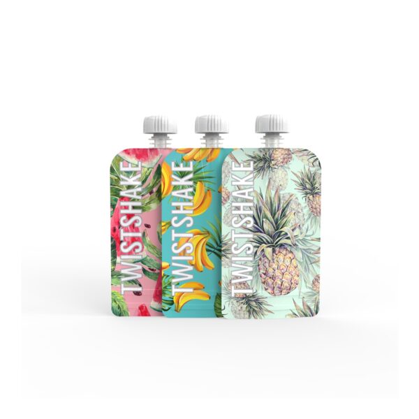 Lot de 3 Gourdes réutilisables 220 ml  Fruits - Twistshake