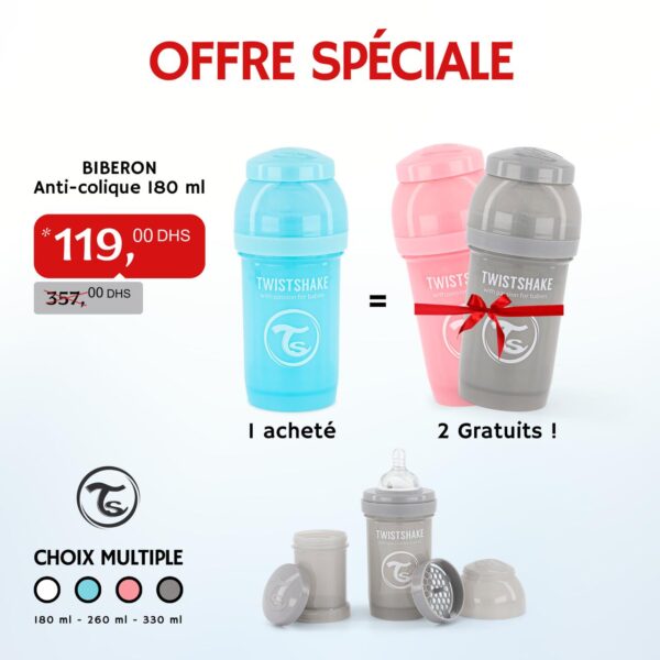Offre Biberon Anti-colic 180 Ml Blanc - Twistshake