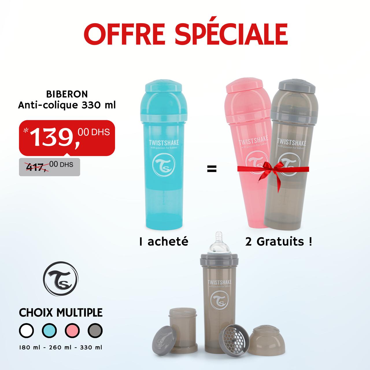 Offre Biberon Anti-colic 330 Ml Bleu - Twistshake