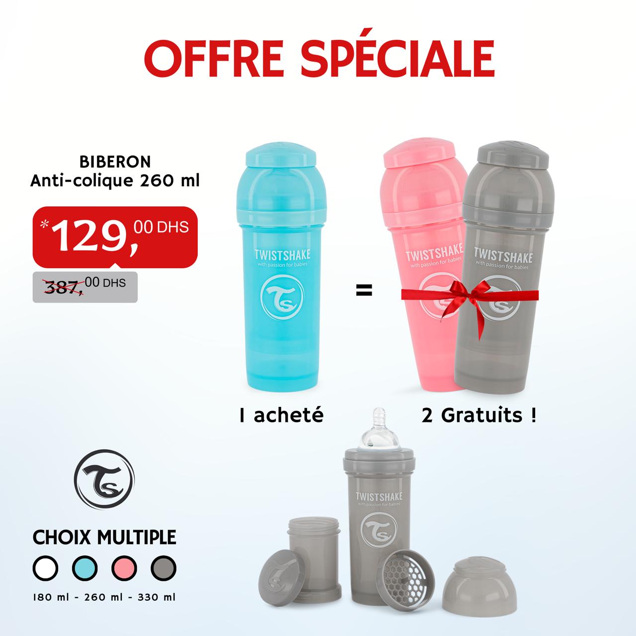 Offre Biberon Anti-colic 260 Ml Rose - Twistshake