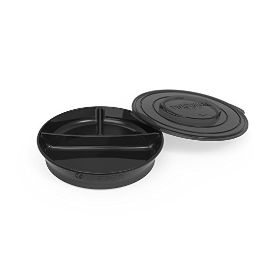Assiette 3 compartiments avec couvercle  6m+ Noir - Twistshake