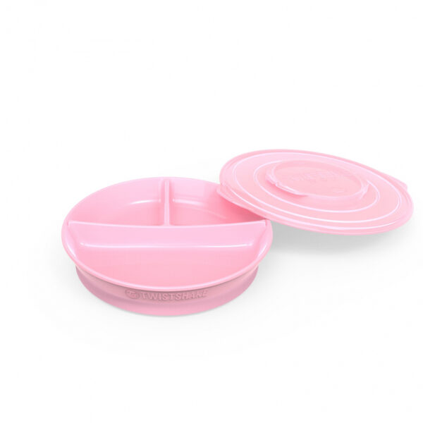 Assiette 3 compartiments avec couvercle  6m+ Rose - Twistshake