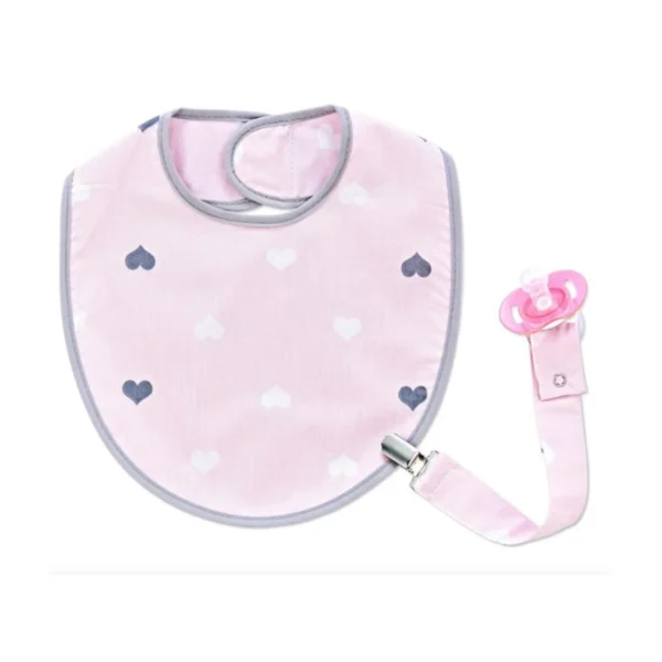 Bavoir Bébé avec attache-sucette - Rose