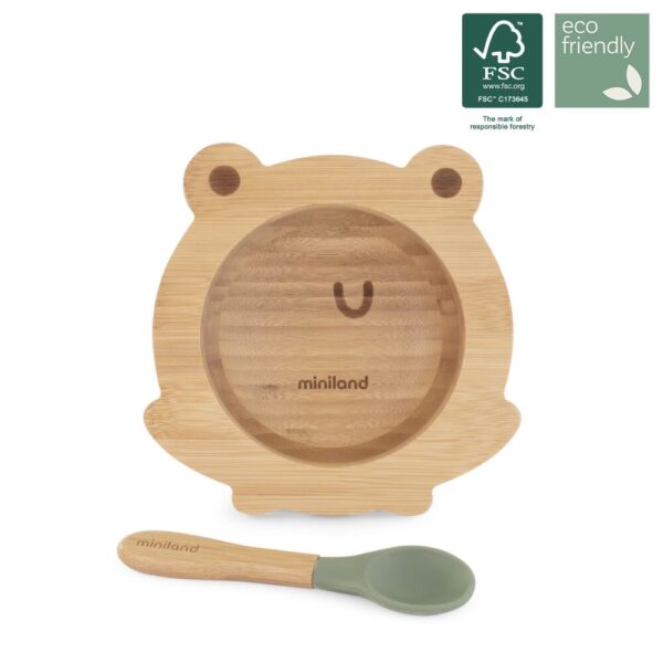 Bol et cuillère en bois Bambou Grenouille - Miniland