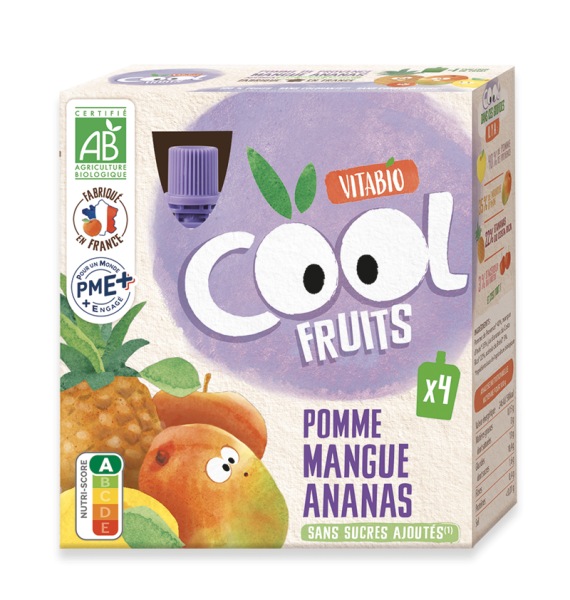 Vitabio Cool Fruits Mangue Ananas 4X90G - BabyBio
