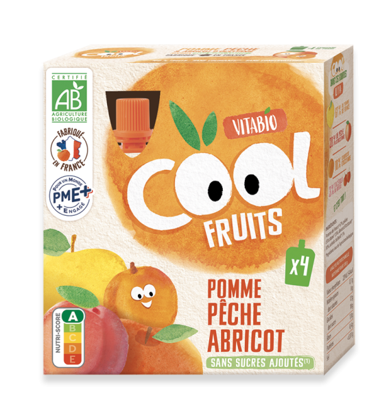 Vitabio Cool Fruits Pomme Pèche Abricot 4X90G - BabyBio