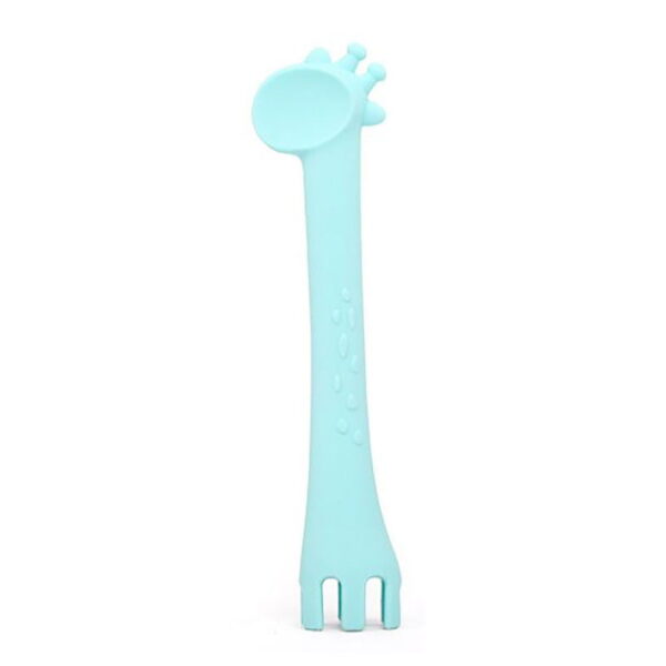 Cuillère en silicone Girafe Bleu