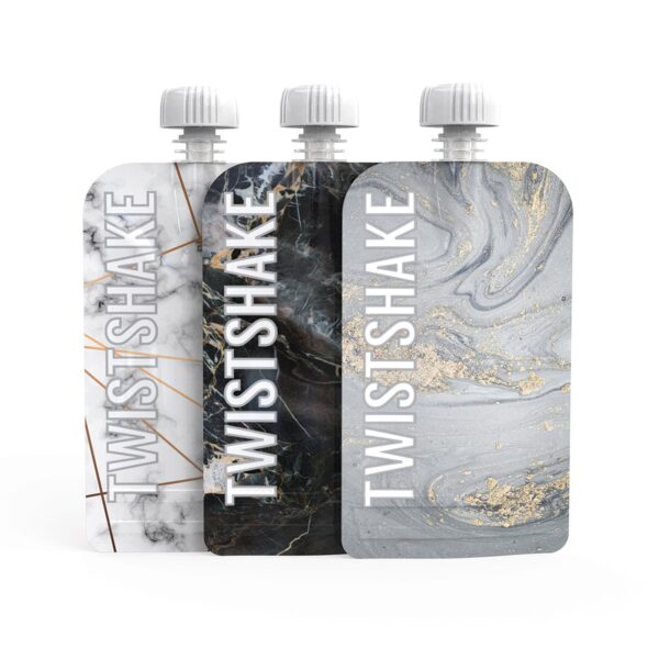 Lot de 3 Gourdes réutilisables 100 ml  Marbre - Twistshake