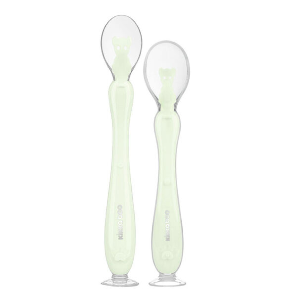 lot de 2 cuillère d'apprentissage en silicone flexible -Mint