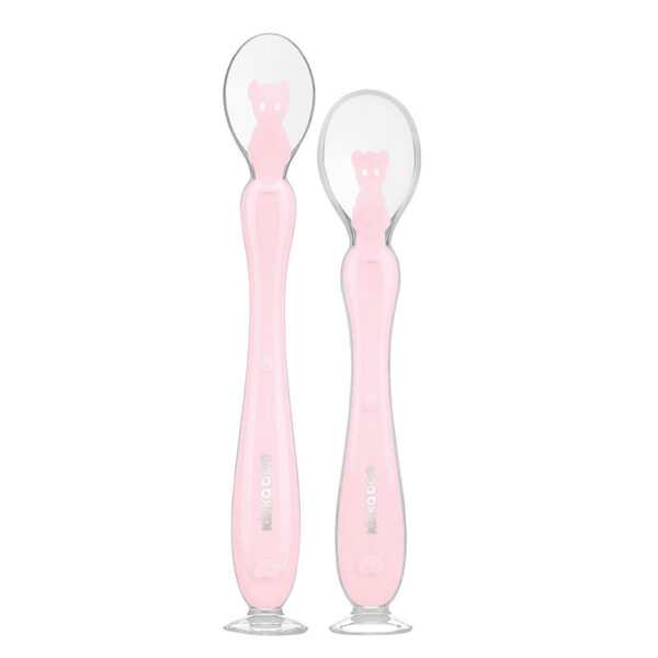 lot de 2 cuillère d'apprentissage en silicone flexible - Rose