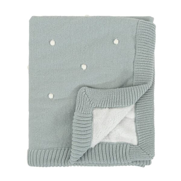 Couverture tricotée à pois double face 0.8*100 Vert - Mon baby