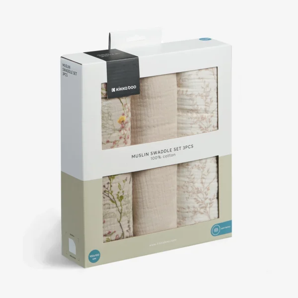 Lot de 3 langes en mousseline 100x100 cm - Kikkaboo