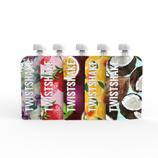 Lot de 5 Gourdes réutilisables 220 ml  Fruits - Twistshake