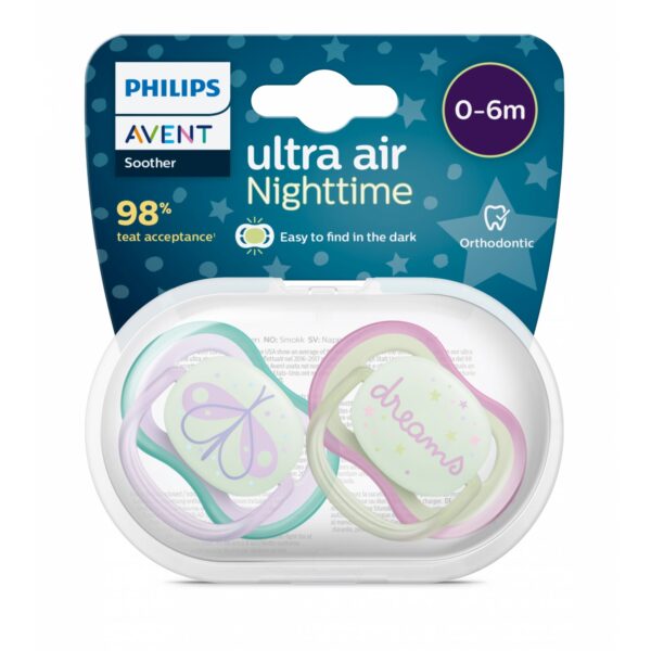 Lot 2 Sucettes ultra air Nuit Dreams 0-6 Mois