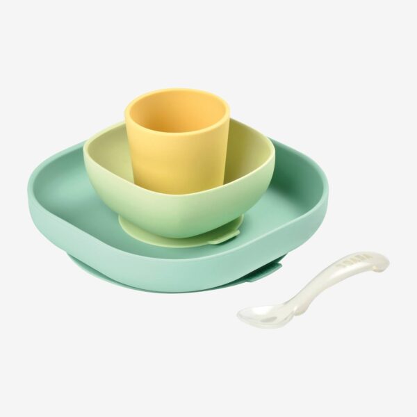 Set vaisselle silicone 4 pièces Jaune