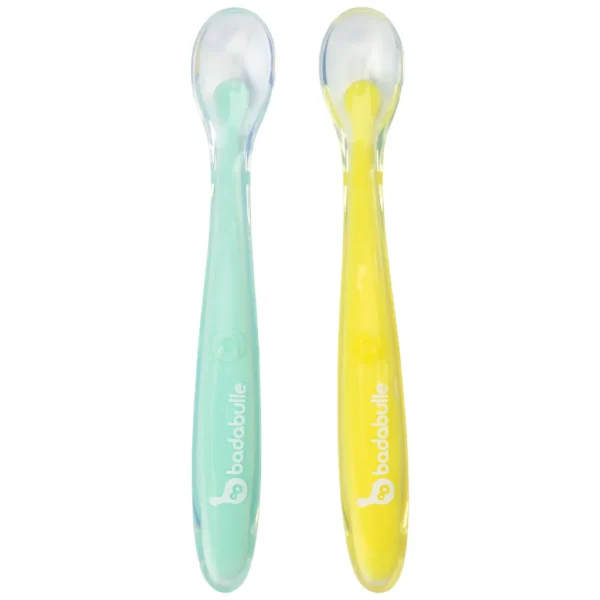 Lot 2 Cuillères pour bébé en silicone -  Badabulle