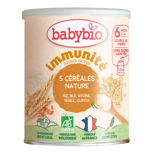 5 Céréales Immunité Nature Riz, Blé, Avoine, Seigle, Quinoa - BabyBio