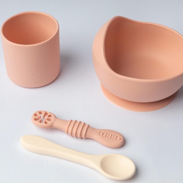 Set repas en silicone Rose - 4 mois et plus - Yummy