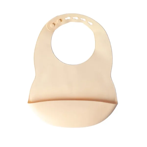 Bavoir en silicone avec poche 4m+ Beige - Yummy