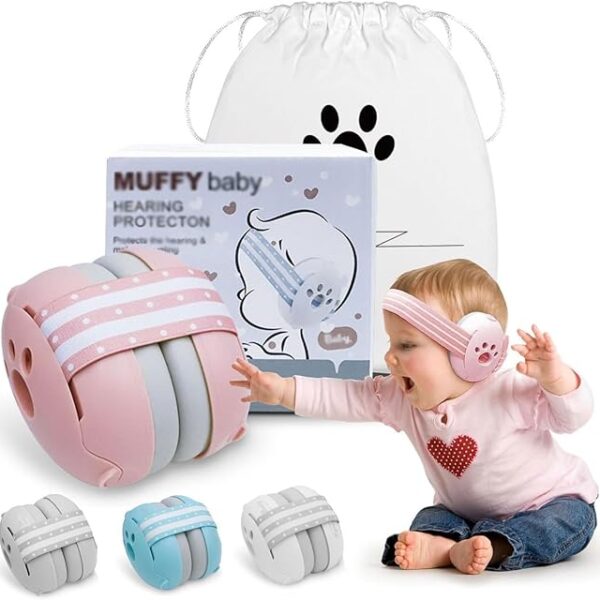 Casque de Protection Anti-Bruit - Ajustable avec Housse - Rose