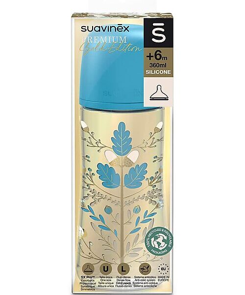 Biberon Gold Édition 6 mois et plus 330 ml Bleu  – Suavinex
