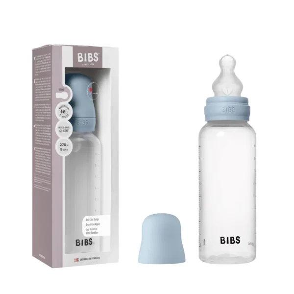 Biberon 270 ml avec tétine en caoutchouc naturel Bleu - Bibs