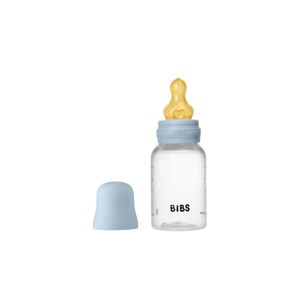 Biberon 150 ml avec tétine en caoutchouc naturel Bleu - Bibs