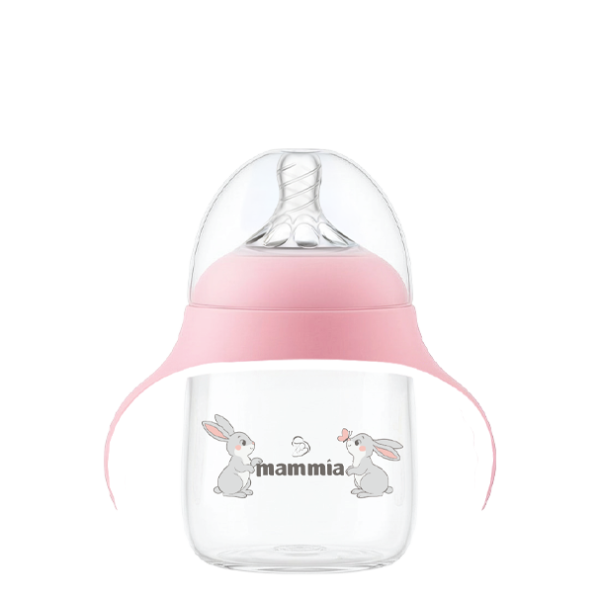 biberon évolutif 2en1 à Poignée Ergonomique 300 ml Rose-  Mammia
