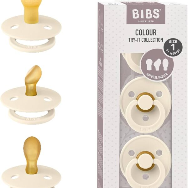BIBS Lot de 3 Sucettes d'Essai Try-It – Couleur Ivoire - 0-6M