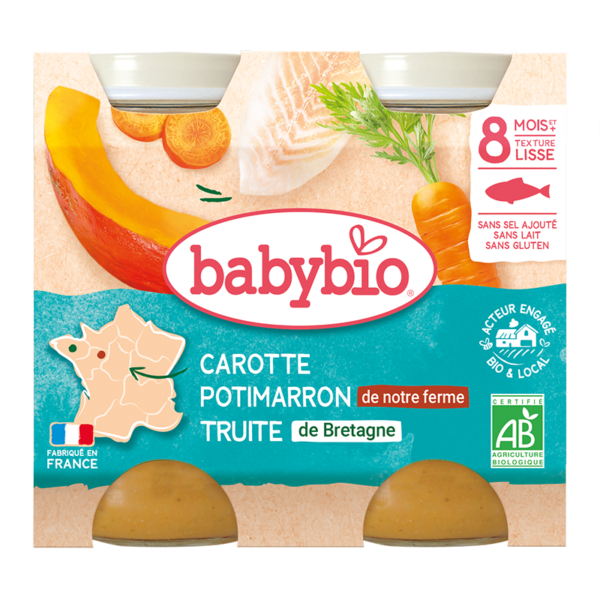 Petit Pot carotte potimarron truite  2*200G (8mois) - Babybio