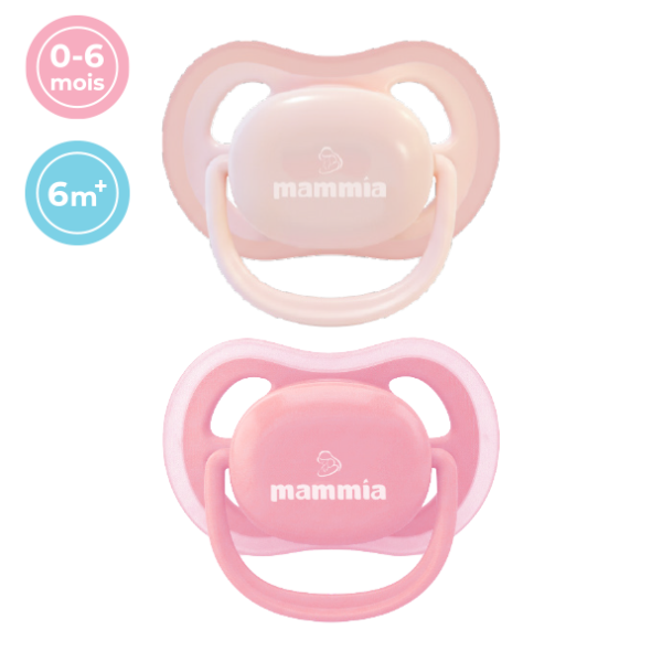 Lot de 2 Sucettes Orthodontique Natural Feeling 6 mois+ Rose - Mammia
