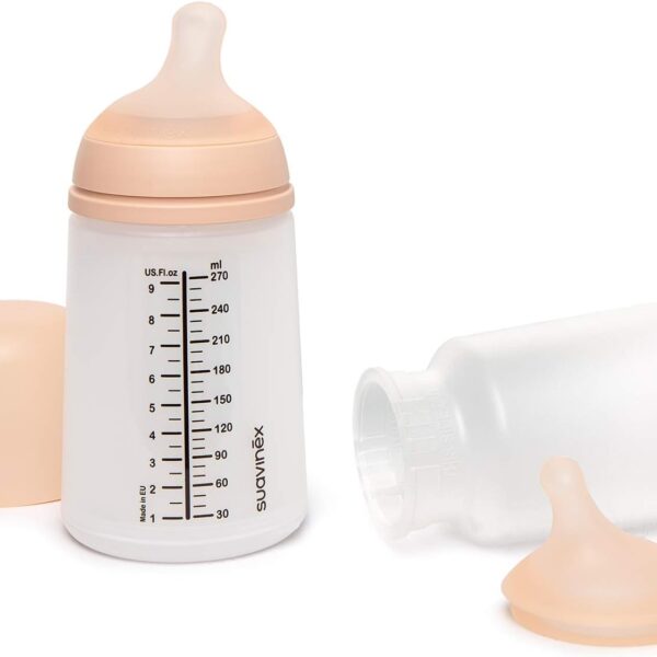 Kit de démarrage Biberon Anti Colique Zero Zero, avec Tétine Spécial Allaitement 270 ml  – Suavinex