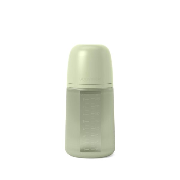 Biberon en silicone 240 ml, tétine physiologique +3 mois mint  – Suavinex