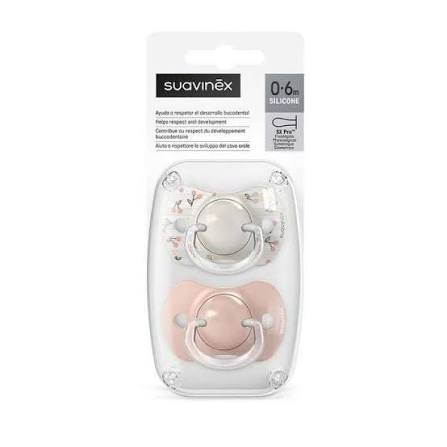 Sucette SX Pro Physiogique Silicone 0-6 Motif Cerises Rose- Suavinex