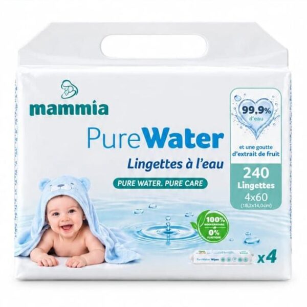 Pack lingettes pure-water 4*60 pcs - mammia
