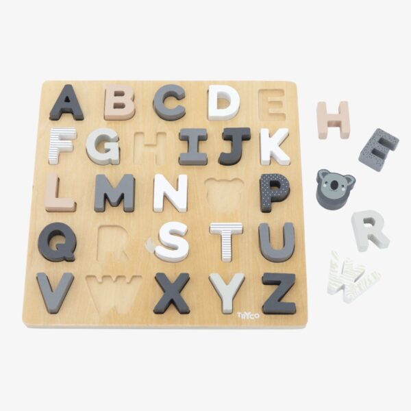 Plateau de puzzle alphabet en bois+18M - Tryco