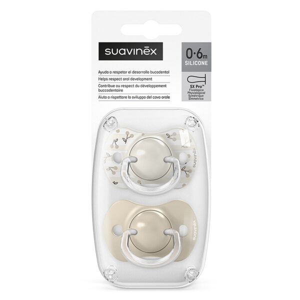 Sucette SX Pro Physiologique Silicone 0-6 Motif Cerises beige - Suavinex